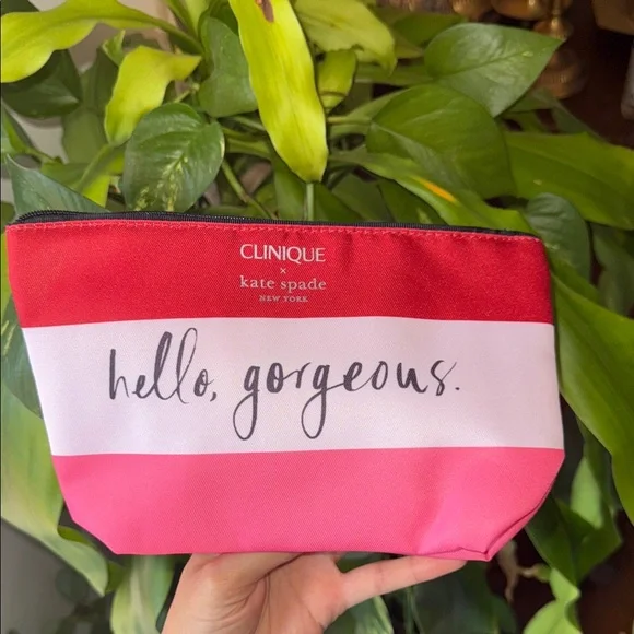 Clinique x Kate Spade New York Hello Gorgeous Bag Cosmetic Bag stripe bag New - Picture 7 of 7